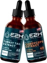 E2H: Tail & Cordyceps extracts Turkije - Immune Support, Focus, Memory, Clarity - Non-GMO, Vegan - 2 Fl Oz Each (4 Fl Oz Total) - Bundel
