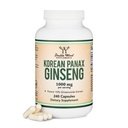 Ginseng Capsules (Korean Red Ginseng Extract, Panax Ginseng 10% Ginsenosides) (4 maanden supply) 240 Vegan Capsules - 1.000 mg per Serving for Mood, Cognitive function and Energy Support by Double Wood