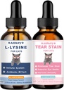 Lysine voor katten & Tear Stain Remover - Ondersteuning van normale visuele functie, Tear Stain Eliminatie, Cold Relief - Cat Respiratory and Eye Infection Treatment for Runny Nose and Watery Eyes