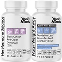 Jeugd & tonic Vrouwen Water gewichtsverlies pillen voor Hormonale veranderingen en vochtretentie tijdens PMS, Menopauze Zwelling, Bloating & Hormone Balance 120 Capsules