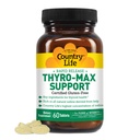 Country Life Thyro-Max Support - Kelp-Derived Iodine & L-Tyrosine Thyroid Supplement for Men and Women - B Vitamins, Gluten-Free, Vegan, Kosher - 60 Capsules