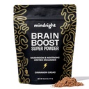 mindright Brain Boost Mushroom Coffee Enhancer - Superfood Blend w/Mushroom - Lion's Mane, Coffee Fruit Extract, Rhodiola, Cordyceps, Cacao - Caffeine Free No Sugar 30 Servings