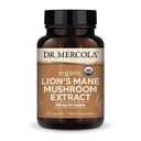 Dr. Mercola Organic Lion's Mane Mushroom Extract, 30 Capsules 500 mg Biologische Lion's Mane, Non-GMO, Glutenvrij, Sojavrij