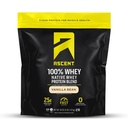 Ascent 100% Whey, Native Whey Protein Blend - Clean Post Workout Recovery, Digesting, Zéro arômes et édulcorants artificiels, sans gluten, 5,5g BCAA, 2,6g Leucine, Vanilla Bean 4 lb.