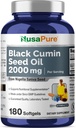 NusaPure Black Seed Oil 2000mg per portie - 180 Softgel Caps (Non-GMO, Glutenvrij) Cold-Pressed Nigella Sativa