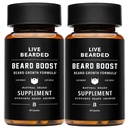 Boost de la barbe vivante - Vitamines de croissance de la barbe pour les hommes avec biotine, collagène, silice, racine Fo-Ti - Croissance faciale des cheveux pour les hommes, fabriqués aux États-Unis