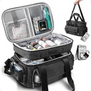 ARCFOX Sac de rangement en médecine avec serrure, Vintage Canvas Grand organisateur de bouteille de pilule pour les hommes, Double couche de stockage de médicaments avec poignées portatives de poche d'épaule, noir