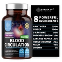 Supplément de circulation de sang premium pour les femmes et les hommes [8 herbes et vitamines puissantes] All Natural Blood Flow Complement with Hawthorn, Butchers Broom and Cayenne Pepper, 90 capsules