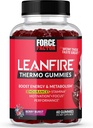 Force Factor LeanFire Thermo Gummies met B12 vitamines, Cafeïne, & Green Coffee Bean, Boost Energy, Metabolisme, endurance, uithoudingsvermogen, Motivatie, Focus, & Performance, Pre workout Gummies, 60 Gummies