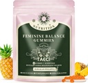 Gummies d'équilibre féminin pour les femmes – Soutien probiotique et pH – Saveur d'ananas hawaïen – Supplément de bien-être quotidien – Vegan, sans gluten – 60 comtes, 30 portions