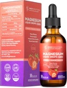 Glycinat de magnésium gouttes liquides avec Citrate de magnésium et Taurate, L-Theanine, Vitamine D3, B6 - Soutient le calme, le sommeil, la relaxation musculaire, les crampes et l'énergie des jambes, sans sucre fraise, 50mL