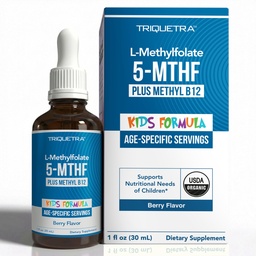Biologische Kids Methylfolaat + Methyl B12 Cofactor - Biologische Berry smaak, Sublingual Form - 5-MTHF vorm, Superior vorm van folaat - Verstelbare dosering voor alle leeftijden - Mood, gedrag, cognitie - 1 oz.