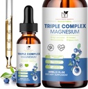 Magnesium Glycinate Liquid Drops Complex Supplement met Taurate, Malate voor Kalm, Been Krampen, Energie en Natuurlijke Vegan Magnesium, Blueberry Flavor