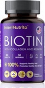 Biotine met gehydrolyseerde collagen en keratine, 5000 mcg biotine voor haargroei, skin & nagels & energieproductie,USA Made - vitamine A, C, D3, E, B1, B2, B7, B12 Complex
