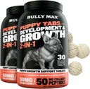 Bully Max 2-in-1 Puppy Vitaminen - 30 Kauwtabletten voor groei en ontwikkeling van puppies - Multivitaminen Treats en essentiële hondensupplementen voor kleine honden en grote rassen kweken pups - 2 flessen
