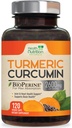 Curcumine curcumine supplément 2600mg - 95% Curcuminoides avec curcuma biologique et poivre noir BioPerine pour la meilleure absorption, support de joint végétalien de la nature, Tumérium non OGM, mis en bouteille aux États-Unis - 120 Capsules