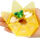 Pillen Organisator, Pillendoos, Kleine Pillen Case, Medicine Organizer 1 keer per dag,Medicine houder Container,Weekly Pillen Organisators, Dagelijkse Reis Pillen Container 7 Dag (Geel)