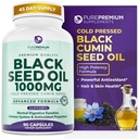 PurePremium Black Seed Oil 500mg - Biologische Nigella Sativa Seeds, Cold Pressed Black Cumin Oil Extract - Hair/Skin Supplement for Men / Vrouwen verpakking van 90 Capsules