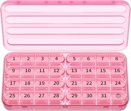 Zoksi maandelijkse pil Organisator 1 keer per dag, 30 dagen pil Box Organisator Eenmaal per dag, een maand grote pil geval voor reizen, 31 dagen dagelijkse medicatie container voor vitamines, supplement & medicatie (Roze)