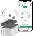 Aides auditives pour personnes âgées rechargeables, RIC 16 Channel Aide auditive avec Bluetooth pour adultes, Aide auditive pour personnes âgées avec annulation de bruit intelligent, Appareil d'aide auditive numérique avec contrôle APP, blanc