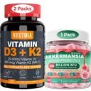 Vitamine D3 20.000 IE + K2(MK7) 200 mcg Softgels + Akkermansia Probiotica Gummies with Prebiotics Fiber