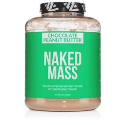 Naked Vegan Mass - Chocolade Pindakaas - 1.290 Calorieën, Niets Kunstmatige, Alle Natuurlijke Chocolate PB Weight Gainer Proteïne Poeder, Niet-GMO, Soja & Glutenvrij - 8LB Bulk - 11 Servers