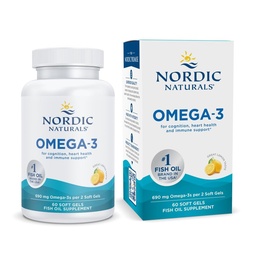 Nordic Naturals Omega-3, Citroensmaak - 60 Zachte Gels - 690 mg Omega-3 - Visolie - EPA & DHA - Immune Support, Brain & Heart Health, Optimale Wellness - Non-GMO - 30 Servers
