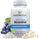 Supplément 100% naturel de resvératrol - Trans-resvératrol soutient le vieillissement - Supplément antioxydants favorise le système immunitaire et le soutien interarmées (60 capsules)