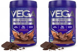 Vega Protein Made Simple, Dark Chocolate - Stevia Free Vegan Protein Powder, Plant Based, Gezond, Glutenvrij, Pea Proteïne voor vrouwen en mannen, 9.6 oz (Verpakking mei Vary) (Pack of 2)