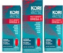 Kori Krill Oil Omega 3 Supplement, Antarctische Krill Oil met Superior Absorptie vs Visolie, 1200mg Softgels, 30 Softgels, EPA & DHA (pakket van 3)