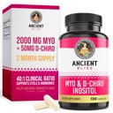 Ancient Bliss Myo & D-Chiro Inositol Supplement, 40 tot 1 Ratio, helpt bij ovariële functie ondersteuning voor vrouwen, vitamine B8 helpt bij het reguleren van menstruele cyclus, 2050 mg per portie, 120 Vegan Capsules