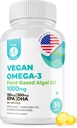 DR. MORITZ Vegan Omega-3 Softgels voor volwassenen en kinderen, gemaakt van Algenolie met DHA EPA, Small Algen Omega 3 Supplementen, Veganist, 30 Tellen