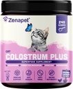 ZENAPET Cat Colostrum Plus Premium Powder Topper, Immune & Digestief Health Supplement, 240 Servings (8-maand levering), ondersteunt huid en jas, Made in USA