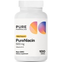 PureFormulas Pure Niacin - Vitamine B3, 500 mg Onmiddellijke afgifte Niacin 500 mg - Nicotinezuur 100 tabletten - Non-GMO B3 Vitaminen Niacin supplement