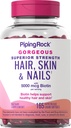 Piping Rock Peau et ongles Vitamines 165 Softgels 5000 mcg de Biotine Extra Strength avec huile d'argan et de coco