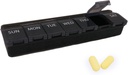 Silicone Weekly pil Organizer, 7 dagen pil Box Geneeskunde Box Dail Artritis-Vriendelijke, Grote Geneeskunde Case Compacte reis pil Container voor pil, vitamine & visolie (zwart)