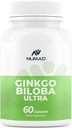 NUMAD Ginseng (600mg) + Ginkgo Biloba (120mg) 60 Capsules Supplément supplémentaire de soutien du cerveau Nootropics pour mémoire et focus