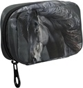 Fustyad Beautiful Black Horse met Long Mane Pill Organizer Case met Zipper 2 keer een dag voor vitamine en supplement, 7 dagen reisorganisator geneeskunde geval
