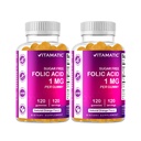 Vitamatic Folic Acid Gummies 1000 mcg (1 mg) - een essentiële prenatale vitamines voor moeder en baby - Vitamine B9-120 Vegan Gummies (2)