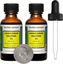 Lugol's Jodium / 2% Oplossing / 2 Oz in Twee Amber glazen flessen / Vrije Droppers / VS