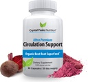 Extrait de poudre de betterave biologique pure - Circulation sanguine, favorise les artères et les veines, augmente la production d'oxyde nitrique. 1300mg, 60 gélules de Veggie