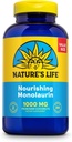 Nature's Life Monolaurin 1000 mg, voedende monolaurin van natuurlijke rauwe kokosnoot, Immune Support Supplement, Gut Health, Balanced Gut Flora, 60-dagen garantie, 125 porties, 250 Vegetarische Capsules