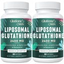 8-en-1 Glutathion liposomique 2400 MG, formule antioxydante à absorption élevée – avec acide hyaluronique, acide alpha-lipoïque, resvératrol - peau, détox hépatique et système immunitaire, 120 softgels