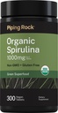 Piping Rock Spirulina biologique $ 1000mg $ 300 Comprimés $ Arthrospira Platensis $ Végétarien, Non-OGM, Supplément sans gluten