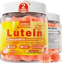 2 Pack Luteïne en Zeaxanthine Supplementen Gummies (25mg) Vitaminen A, C, E, Blauwe bosbessen, Astaxanthine - Kokosolie voor betere absorptie - voor volwassenen en tieners Vision, Eye, Brain, Skin - Vegan, Sugar Free