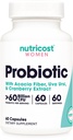 Probiotique Nutricost pour femmes 60 milliards CFU, 60 capsules, complexe avec fibre d'acacia, Uva Ursi et extrait de canneberge - sans OGM et sans gluten