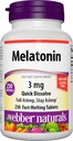 Webber Naturals Melatonine 3 mg, Easy Solution, 250 tabletten, 100% Drug Gratis slaaphulp voor volwassenen, Glutenvrij, Non-GMO, Geschikt voor vegetariërs