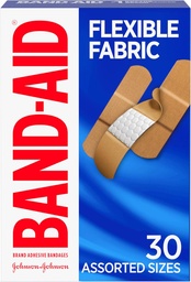Band-Aid merk Flexibele stof lijm Bandages, Comfortabele Steriele Bescherming & Wound Care for Minor Cuts & Burns, Quilt-Aid Technologie om Kussen Pijnlijke Wonden, Assortimentsformaten, 30 ct