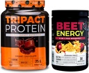 Nutrologie Beet Natural O2, Pre Workout Powder, Passie Fruit Smaak (30 Serves) TRIPACT Proteïne Poeder, 7-in-1 Maaltijd Vervanging Shake, Romige Chocolade Smaak (20 Servers)