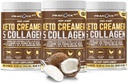 Collageen Keto Coffee Creamer Powder 12.22 oz, Pack of 3, Hydrolyzed Collageen Peptiden met Coconut MCT Olie, Magnesium, Unflavored Protein Powder, Suikervrije Koffie Creamer voor Smoothies
